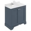Bayswater Stiffkey Blue 800mm 2 Door Vanity Unit & 1TH White Marble Basin Top