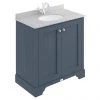 Bayswater Stiffkey Blue 800mm 2 Door Vanity Unit & 1TH Grey Marble Basin Top