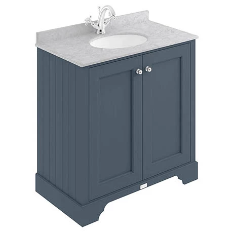 Bayswater Stiffkey Blue 800mm 2 Door Vanity Unit & 1TH Grey Marble Basin Top 1 Bayswater Stiffkey Blue 800mm 2 Door Vanity Unit & 1TH Grey Marble Basin Top
