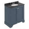 Bayswater Stiffkey Blue 800mm 2 Door Vanity Unit & 3TH Black Marble Basin Top