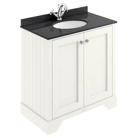 Bayswater Pointing White 800mm 2 Door Vanity Unit & 1TH Black Marble Basin Top 1 Bayswater Pointing White 800mm 2 Door Vanity Unit & 1TH Black Marble Basin Top
