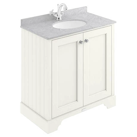 Bayswater Pointing White 800mm 2 Door Vanity Unit & 1TH Grey Marble Basin Top 1 Bayswater Pointing White 800mm 2 Door Vanity Unit & 1TH Grey Marble Basin Top
