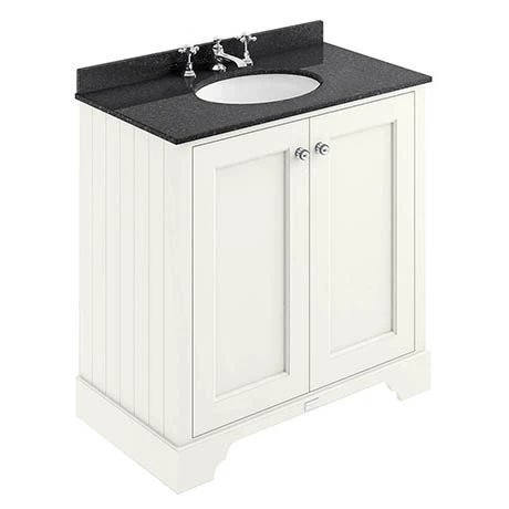 Bayswater Pointing White 800mm 2 Door Vanity Unit & 3TH Black Marble Basin Top 1 Bayswater Pointing White 800mm 2 Door Vanity Unit & 3TH Black Marble Basin Top