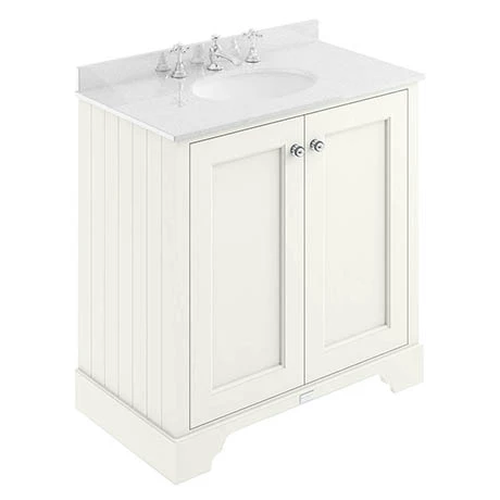 Bayswater Pointing White 800mm 2 Door Vanity Unit & 3TH White Marble Basin Top 1 Bayswater Pointing White 800mm 2 Door Vanity Unit & 3TH White Marble Basin Top