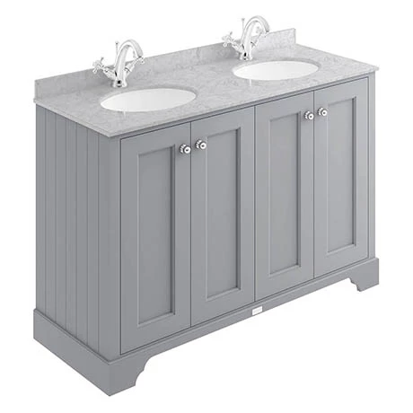 Bayswater Plummett Grey 1200mm 4 Door Vanity Unit & 1TH Grey Marble Double Bowl Basin Top 1 Bayswater Plummett Grey 1200mm 4 Door Vanity Unit & 1TH Grey Marble Double Bowl Basin Top
