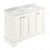 Bayswater Pointing White 1200mm 4 Door Vanity Unit & 3TH White Marble Double Bowl Basin Top