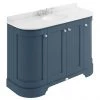 Bayswater Stiffkey Blue Curved 1200mm 4-Door Vanity Unit & 3TH White Marble Single Bowl Basin Top