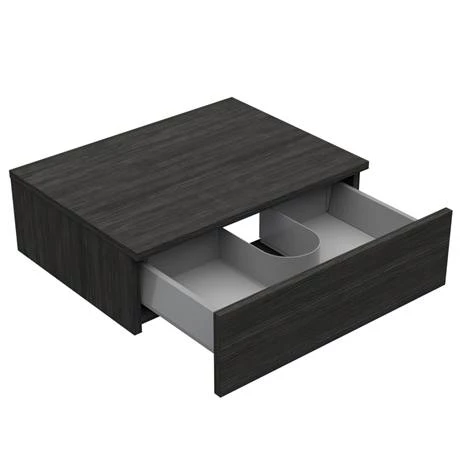 Brooklyn Floating Basin Shelf with Drawer - Black - 600mm incl. Round Basin 2 Brooklyn Floating Basin Shelf with Drawer - Black - 600mm incl. Round Basin - Image 2