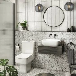 Brooklyn Floating Basin Shelf with Drawer - Black - 600mm incl. Curved Rectangular Basin -Vanity Units Sales Store BCTBLK6B1 n d6 460