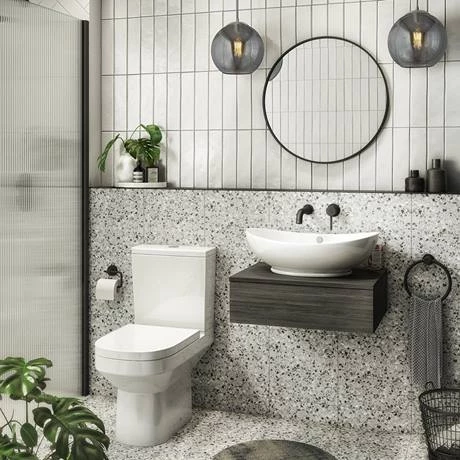 Brooklyn Floating Basin Shelf with Drawer - Black - 600mm incl. Oval Basin 5 Brooklyn Floating Basin Shelf with Drawer - Black - 600mm incl. Oval Basin - Image 5