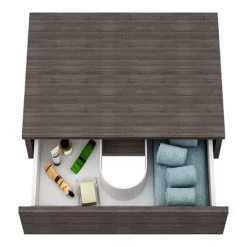 Brooklyn Floating Basin Shelf with Drawer - Grey Avola - 600mm inc. Oval Basin -Vanity Units Sales Store BCTGA6B2 nw d2 460