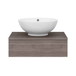 Brooklyn Floating Basin Shelf with Drawer - Grey Avola - 600mm inc. Round Basin -Vanity Units Sales Store BCTGA6B4 d6 460