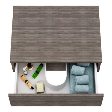 Brooklyn Wall Hung Countertop Basin Shelf with Drawer - Grey Avola - 600 x 450mm 3 Brooklyn Wall Hung Countertop Basin Shelf with Drawer - Grey Avola - 600 x 450mm - Image 3