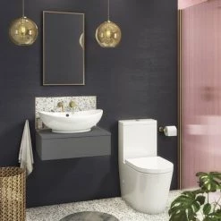 Brooklyn Wall Hung Countertop Basin Shelf with Drawer - Gloss Grey - 600 x 450mm 6 Brooklyn Wall Hung Countertop Basin Shelf with Drawer - Gloss Grey - 600 x 450mm -Vanity Units Sales Store BCTGG6 d2 460