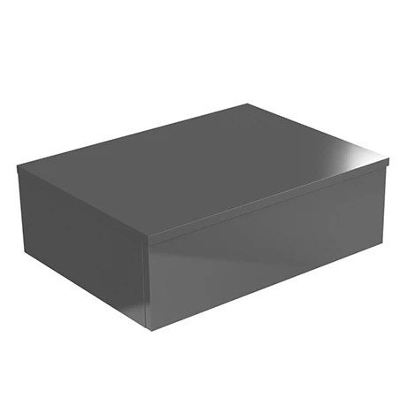 Brooklyn Wall Hung Countertop Basin Shelf with Drawer - Gloss Grey - 600 x 450mm 1 Brooklyn Wall Hung Countertop Basin Shelf with Drawer - Gloss Grey - 600 x 450mm