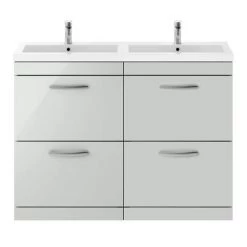 Brooklyn 1205mm Grey Mist Double Basin 4 Drawer Vanity Unit -Vanity Units Sales Store BFS12GM4D n d3 460