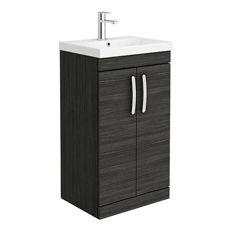 Brooklyn 500 Black Floor Standing Vanity Unit with Thin-Edge Basin 1 Brooklyn 500 Black Floor Standing Vanity Unit with Thin-Edge Basin