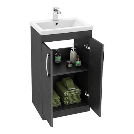 Brooklyn 500mm Black Vanity Unit - Floor Standing 2 Door Unit 3 Brooklyn 500mm Black Vanity Unit - Floor Standing 2 Door Unit - Image 3