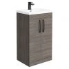 Brooklyn Grey Avola Vanity Unit - 500mm Wide with Matt Black Handles