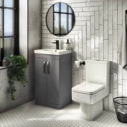 Brooklyn 500mm Gloss Grey Vanity Unit - Floor Standing 2 Door Unit -Vanity Units Sales Store BFS5GG d4 460