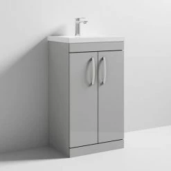 Brooklyn 500 Grey Mist Floor Standing Vanity Unit with Thin-Edge Basin -Vanity Units Sales Store BFS5GMTE d3 460