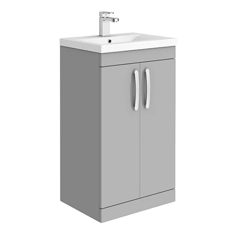 Brooklyn 500mm Grey Mist Vanity Unit - Floor Standing 2 Door Unit 1 Brooklyn 500mm Grey Mist Vanity Unit - Floor Standing 2 Door Unit