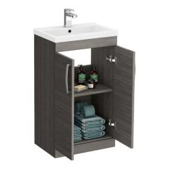 Brooklyn 500mm Grey Avola Vanity Unit - Floor Standing 2 Door Unit -Vanity Units Sales Store BFS5GRY d1 460