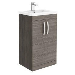 Brooklyn 500mm Grey Avola Vanity Unit - Floor Standing 2 Door Unit