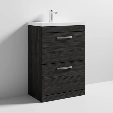 Brooklyn 600 Black Floor Standing 2 Drawer Vanity Unit with Thin-Edge Basin 4 Brooklyn 600 Black Floor Standing 2 Drawer Vanity Unit with Thin-Edge Basin - Image 4