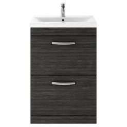 Brooklyn 600mm Black Vanity Unit - Floor Standing 2 Drawer Unit -Vanity Units Sales Store BFS62DBLK d1 460