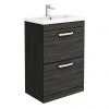 Brooklyn 600mm Black Vanity Unit - Floor Standing 2 Drawer Unit