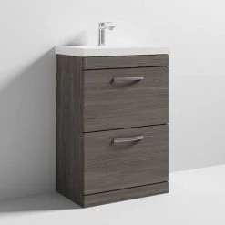 Brooklyn 600 Grey Avola Floor Standing 2 Drawer Vanity Unit with Thin-Edge Basin 7 Brooklyn 600 Grey Avola Floor Standing 2 Drawer Vanity Unit with Thin-Edge Basin -Vanity Units Sales Store BFS62DGATE nd3 460