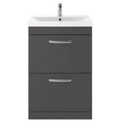 Brooklyn 600mm Gloss Grey Vanity Unit - Floor Standing 2 Drawer Unit 7 Brooklyn 600mm Gloss Grey Vanity Unit - Floor Standing 2 Drawer Unit -Vanity Units Sales Store BFS62DGG d3 460