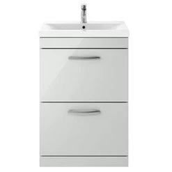 Brooklyn 600mm Grey Mist Vanity Unit - Floor Standing 2 Drawer Unit -Vanity Units Sales Store BFS62DGM d3 460