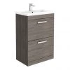 Brooklyn 600mm Grey Avola Vanity Unit - Floor Standing 2 Drawer Unit