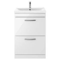 Brooklyn 600mm Gloss White Vanity Unit - Floor Standing 2 Drawer Unit 7 Brooklyn 600mm Gloss White Vanity Unit - Floor Standing 2 Drawer Unit -Vanity Units Sales Store BFS62DWHT d4 460