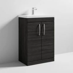 Brooklyn 600 Black Floor Standing Vanity Unit with Thin-Edge Basin -Vanity Units Sales Store BFS6BLKTE d3 460