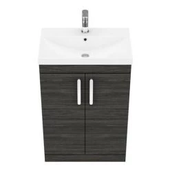 Brooklyn 600 Black Floor Standing Vanity Unit with Thin-Edge Basin -Vanity Units Sales Store BFS6BLKTE n d5 460