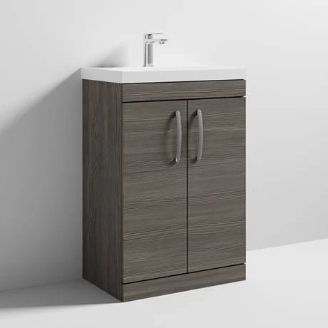 Brooklyn 600 Grey Avola Floor Standing Vanity Unit with Thin-Edge Basin 4 Brooklyn 600 Grey Avola Floor Standing Vanity Unit with Thin-Edge Basin - Image 4