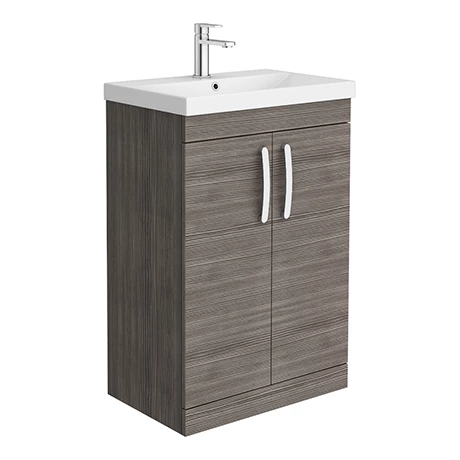 Brooklyn 600 Grey Avola Floor Standing Vanity Unit with Thin-Edge Basin 1 Brooklyn 600 Grey Avola Floor Standing Vanity Unit with Thin-Edge Basin