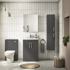Brooklyn 600mm Gloss Grey Vanity Unit - Floor Standing 2 Door Unit -Vanity Units Sales Store BFS6GG n d4 460
