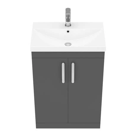 Brooklyn 600 Gloss Grey Floor Standing Vanity Unit with Thin-Edge Basin 5 Brooklyn 600 Gloss Grey Floor Standing Vanity Unit with Thin-Edge Basin - Image 5