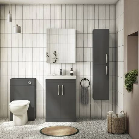 Brooklyn 600 Gloss Grey Floor Standing Vanity Unit with Thin-Edge Basin 6 Brooklyn 600 Gloss Grey Floor Standing Vanity Unit with Thin-Edge Basin - Image 6