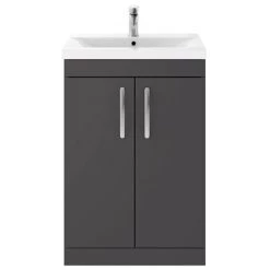 Brooklyn 600mm Gloss Grey Vanity Unit - Floor Standing 2 Door Unit -Vanity Units Sales Store BFS6GG DETAIL2 460