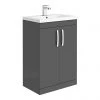 Brooklyn 600mm Gloss Grey Vanity Unit - Floor Standing 2 Door Unit