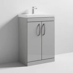 Brooklyn 600 Grey Mist Floor Standing Vanity Unit with Thin-Edge Basin 6 Brooklyn 600 Grey Mist Floor Standing Vanity Unit with Thin-Edge Basin -Vanity Units Sales Store BFS6GMTE d2 460