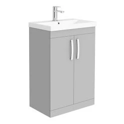 Brooklyn 600 Grey Mist Floor Standing Vanity Unit with Thin-Edge Basin