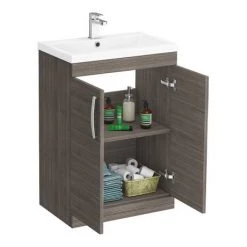 Brooklyn 600mm Grey Avola Vanity Unit - Floor Standing 2 Door Unit -Vanity Units Sales Store BFS6GRY d3 460