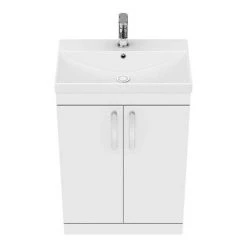 Brooklyn 600 Gloss White Floor Standing Vanity Unit with Thin-Edge Basin -Vanity Units Sales Store BFS6WHTTE d4 460