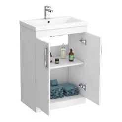 Brooklyn 600mm White Gloss Vanity Unit - Floor Standing 2 Door Unit -Vanity Units Sales Store BFS6WHT DETAIL4 460